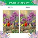 Cardinal House Flag Welcome Spring Double Sided Large Burlap Yard Flags for Outside Seasonal Decoration 28x40 Inch