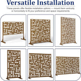 Outdoor Privacy Screen,72" H×47" W Metal Privacy Screen, Freestanding Privacy Fence Panels for Patio