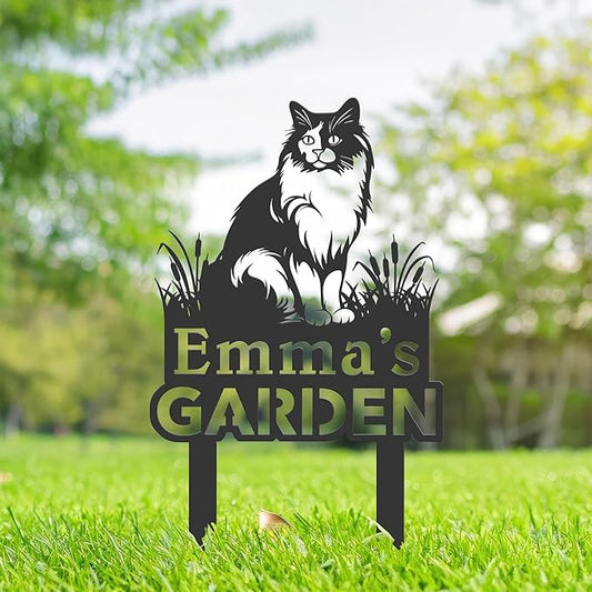 Personalized Cute Cat Kitten Metal Garden Sign,Custom Yard Sign With Stake,Outdoor Garden Décor,Pet Cat Lawn Garden Decorated Statue,Cat Sympathy Yard Metal Sign,Cat Lover Gifts Kailyard Plaque.