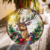 Bimkole Deer Stained Glass Suncatcher Window Hanging - Animal Indoor Window or Doorway Decoration - Handmade Sun Catcher Decor for Garden Home Christmas & Birthday Gifts 7.87x7.87 inch
