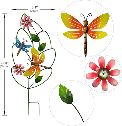Decorative garden stakes for Outside,Set of 3, Metal Plant Support for Spring Decor, Yard Art Garden Decorations for Outdoor Lawn Porch Pathway