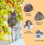 4Pcs Fake Owl Hanging Decoration, Reflective Bird Scare for Garden Patio, Plastic Owl Deterrent with Reflective Tape to Scare Birds Away for Windows Tree