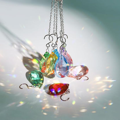 38mm Crystal Suncatcher Prism, 10pcs Multicolor Teardrop Crystals Chandeliers Replacement Pendants Christmas Crystal Ornaments Tree Decorations Birthday Wedding Party Home Decor Gifts (Colour)