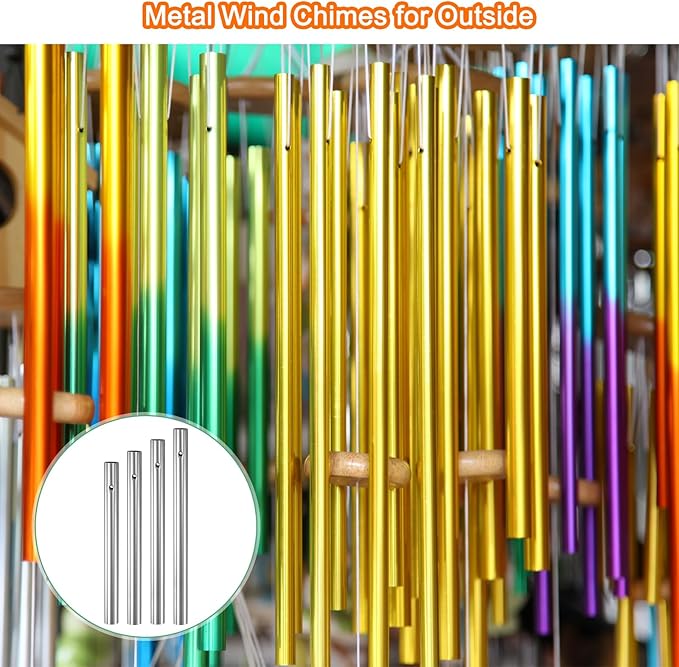 M METERXITY 16-Pack Wind Chime Tubes, 4 Sizes Aluminum Metal Wind Bell Empty Tubes for Outside/Adults Arts and Crafts/DIY [Silver]