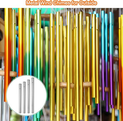 M METERXITY 16-Pack Wind Chime Tubes, 4 Sizes Aluminum Metal Wind Bell Empty Tubes for Outside/Adults Arts and Crafts/DIY [Silver]