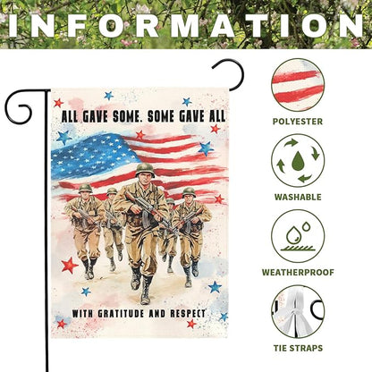 Memorial Day Garden Flag Patriotic American Soldier Tribute Outdoor Yard Flags Honoring Fallen Heroes Military Remembrance Patio Veterans Day Fourth of July American Flag Decor 12x18 Inch