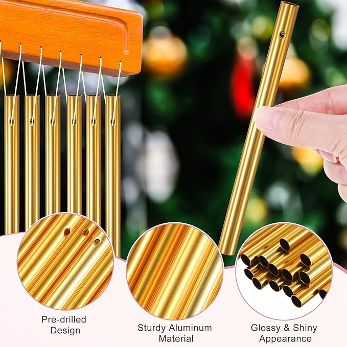 M METERXITY 20-Pack Wind Chime Tubes, Aluminum Wind Chime Empty Tubes, Metal Wind Bell for Adults Arts and Crafts/DIY Home Garden Outdoor Hanging Decorations [1x14cm, Gold]