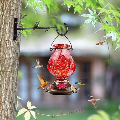 BOLITE Bird Feeder Hanger(16 to 24 Inch), Adjustable Hanging Plant Brackets, Plant Hangers for Hanging Bird Feeders, Planters, Lanterns, Wind Chimes, String Lights, 2 Pack, Black