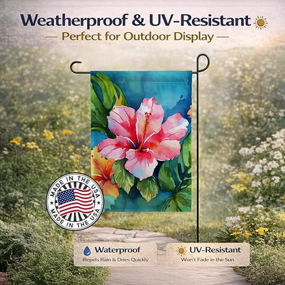 Caroline's Treasures Hawaii Hawaiian Hibiscus in Watercolor Garden Flag Mailbox Flag Decorative Yard Flag Banner Outside Patio Artwork Yard Flower Beds, Garden Size, Multicolor