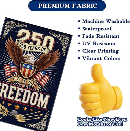 250 Anniversary USA Garden Flag, 4th of July Garden Flag America Patriotic Banner 250 Years of Freedom Yard Sign Eagle Design Double-Sided Waterproof 1776-2026 Commemorative Flag 12x18 Inch