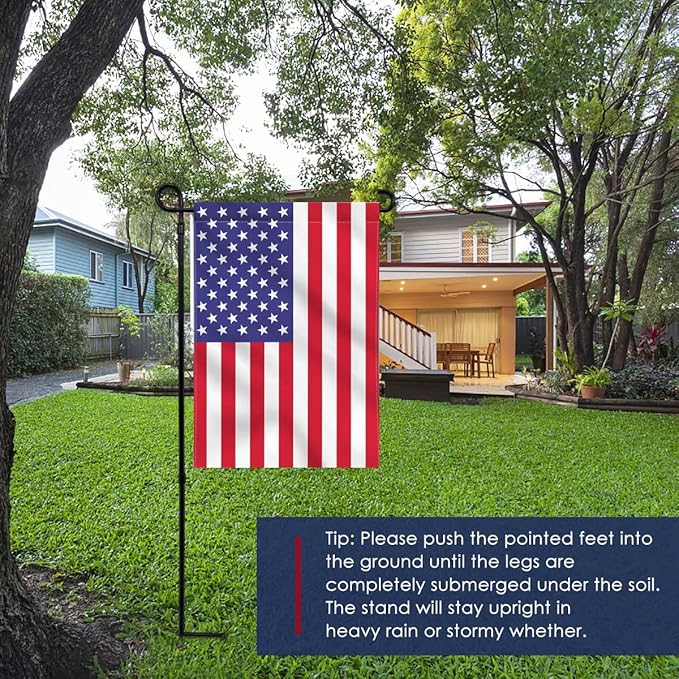 Garden Flag Stand, Thickened Pole Sturdy Straight Premium Metal Yard Flag Holder Weather-Proof Flagpole Seasonal Garden Flag, Christmas Garden Flag, Outdoor Decor Decoration