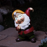 Blazin' Solar Garden Gnome Decor | Patio Decorations Outdoor Lawn Ornaments | Solar Light Elf Figurine for Yard, Balcony, Deck | Weather Resistant | Patio Gift | Auto On/Off - (Red)