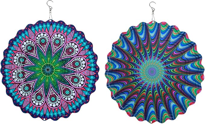 Stainless Steel Wind Spinner-2Pcs 10 in Indoor Outdoor Garden Decoration, Unique Gift for Women, Men, Holidays (A)