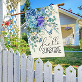 Baccessor Spring House Flag 28 X 40 Inch, Blue Purple Hydrangea Double Sided Burlap Welcome Large Yard Flag Seasonal Holiday Lawn Proch Outdoor Outside Decor