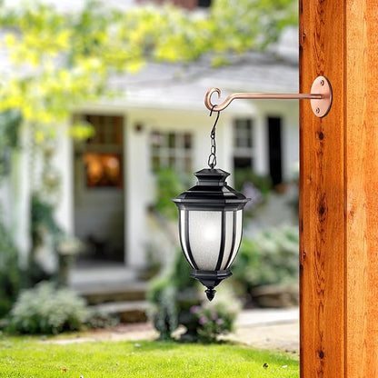 Monarch Abode Plant Hangers – Wall Mount Plant Hooks for Hanging Baskets, 7.5 Inch Metal Brushed Copper Fence Wall Plants Hanger for Outdoor Indoor, Flower Pot, Bird Feeder, Wind Chime Bracket, 2 Pack