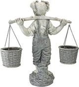 Design Toscano Flowers for Felicity Little Girl Garden Statue with Basket Planters, Medium, 25 Inches Tall, Cast Stone Resin, Two Tone Stone Finish