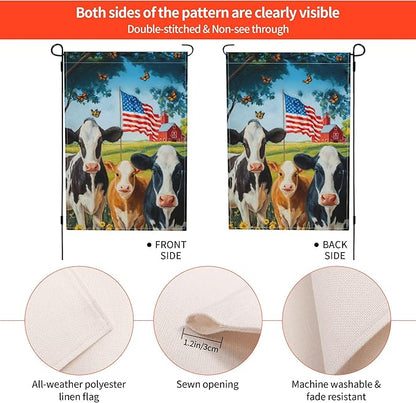 Cow Print Garden Flag Seasonal Double Sided 12 x 18 Inch Small Yard Flag for Indoor Outdoor Decor Holiday All Seasons