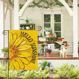 AVOIN colorlife Hello Sunshine Garden Flag 12x18 Inch Double Sided Outside, Summer Spring Floral Daisy Yard Outdoor Flag Yellow