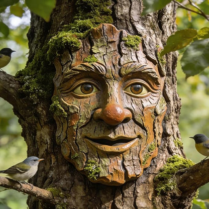 Whimsical Tree Face Outdoor Statues Garden Decoration, Old Man Resin Statue Outdoor Tree Hugger for Yard Art, Trees Decorations Outdoor Wallmounted Statue