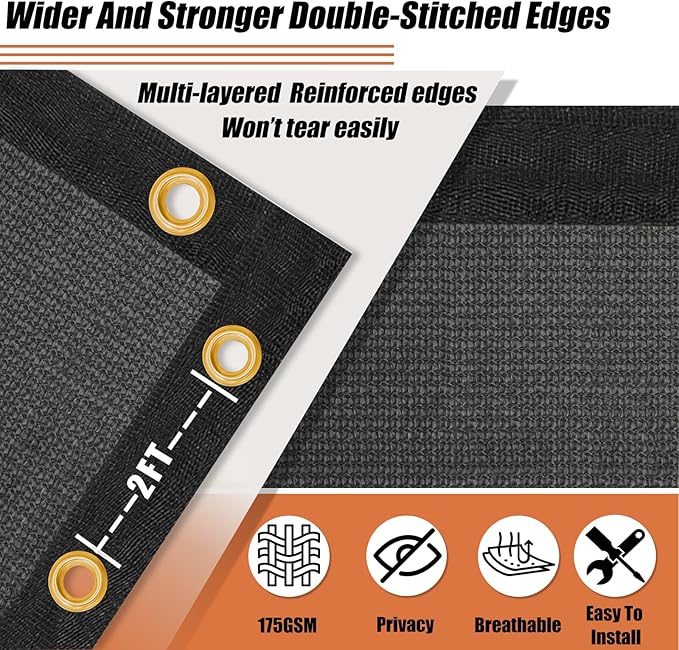 KANAGAWA 4ft x 50ft Privacy Screen Fence, 90% Blockage Heavy Duty 175 GSM Fencing Mesh Net Cover for Outdoor Wall Garden Yard Backyard 40 Cable Zip Ties Included Grey