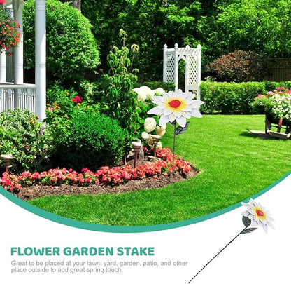 Iron Outdoor Flower Garden Stake Patio Lawn Decoration White Floral Garden Pathway Ornament
