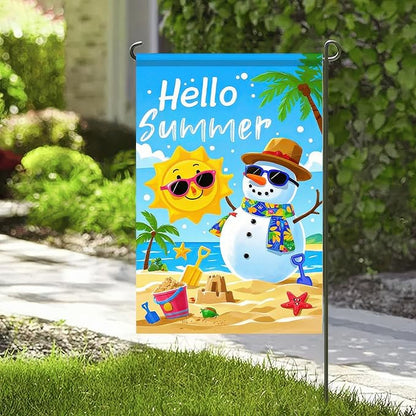 BlissYard Welcome Summer Garden Flag Sunglasses Snowman on Beach Hawaii Seaside Sunshine Decor Seasonal Outdoor Welcome Yard Flag 12 x 18 Inch Double Sided Decoration