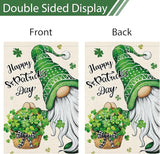 Heyfibro Happy St. Patrick's Day Gnome Garden Flag 12x18 Double Sided Burlap, Shamrock Basket Yard Flag for Spring Seasonal Irish Holiday Farmhouse Yard Outdoor Decor(ONLY FLAG)