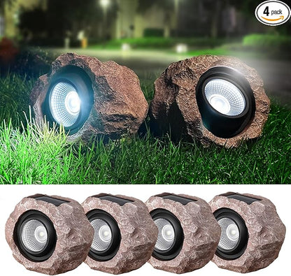Timeflies Solar Rock Lights Outdoor 4 Pack, Bright Solar Spotlights Outdoor Waterproof, Wireless LED Rock Lights, Auto On/Off Solar Landscape Spotlights for Yard Walkway Patio Pathway Flowerbed