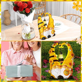 Kathfly Solar Spring Gnome Statue 11.8 Inches Garden Resin Sunflower Bee Gnome Statue with Solar Lights Double Cute Gnomes Statues for Mother' Day Birthday Gift Yard Patio Lawn Porch Decor