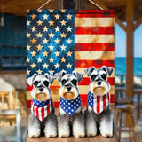 BlissYard Patriotic Schnauzer Garden Flag 12x18 Inch Double Sided Vertical Cute Puppy Small Yard Flag American Flag Dog Outdoor Decor Lawn Garden Banner 4th of July Independence Day Decoration