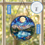 Stained Glass Sun Catcher Window Hanging - Sunset Mountains Lake Tree Design, Indoor Decor Gifts for Mother's Day, Birthday, Christmas - Perfect for Women, Men, Mom Home Window Decor (Blue) 7.8 in