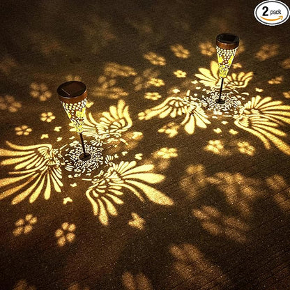 2-Pack Hummingbird Outdoor Solar Pathway Lights, Metal Garden Path Decorations, Waterproof Landscape Lighting for Yard, Lawn, Walkway – Gifts for Women, Mom, Grandma
