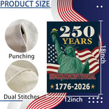 250th Anniversary USA Patriotic Garden Flag 12x18 Inch, Double Sided Weatherproof Yard Banner with Statue of Liberty & American Flag Design, 1776-2026 Commemorative Garden Flag for Outdoor Decor