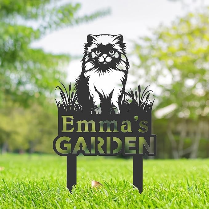 Personalized Cute Cat Kitten Metal Garden Sign,Custom Yard Sign With Stake,Outdoor Garden Décor,Pet Cat Lawn Garden Decorated Statue,Cat Sympathy Yard Metal Sign,Cat Lover Gifts Kailyard Plaque.