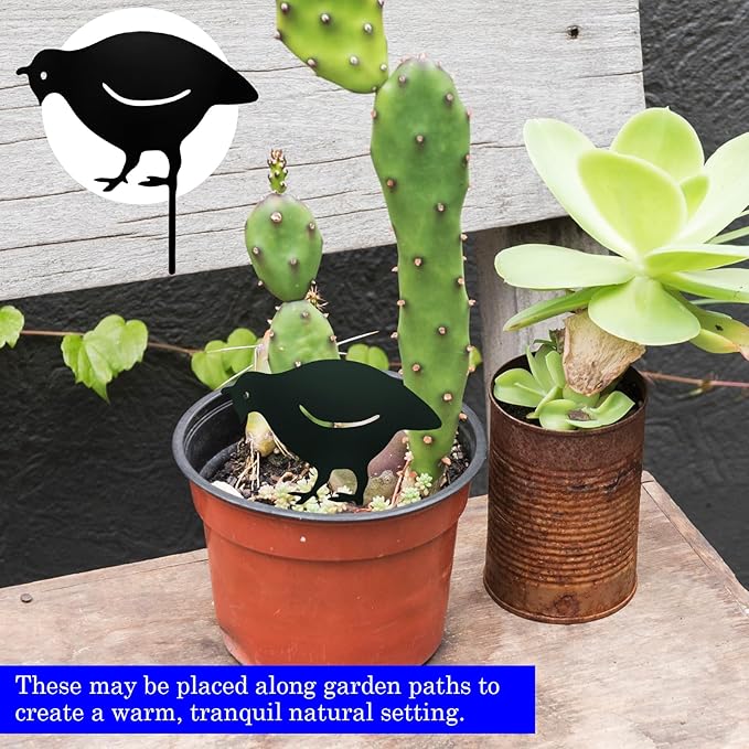4Pcs Garden Birds Stake Statue, Metal Qualis Yard Art Statue Decor, Animals Silhouette Outdoor Decoration for Garden Yard