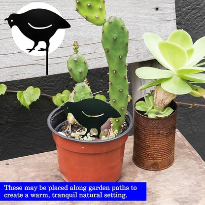 4Pcs Garden Birds Stake Statue, Metal Qualis Yard Art Statue Decor, Animals Silhouette Outdoor Decoration for Garden Yard