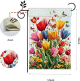 Spring Summer Tulip Garden Flag 12x18 Inch Double Sided, Colorful Welcome Yard Decor, Farmhouse Outdoor Flag for Lawn Patio Porch