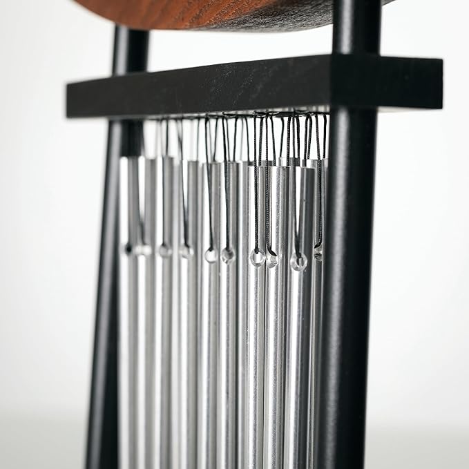 Woodstock Wind Chimes Tranquility Table Chime -Silver Aluminum Solid Rods, Small 9 - Inch Tall, Bell Percussion Instrument for Meditation, Yoga, Classrooms, Offices, Great for Awareness, Relaxation.