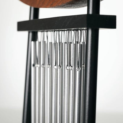 Woodstock Wind Chimes Tranquility Table Chime -Silver Aluminum Solid Rods, Small 9 - Inch Tall, Bell Percussion Instrument for Meditation, Yoga, Classrooms, Offices, Great for Awareness, Relaxation.