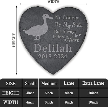 Pet Memorial Stone Duck - Duck Headstone - Duck Memorial Stone - Duck Memorial Gifts - Loss of a Duck - Duck Loss Gifts (Heart-Shaped)