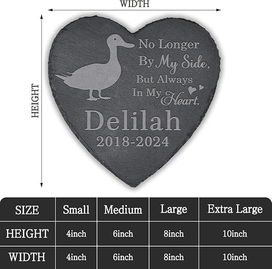 Pet Memorial Stone Duck - Duck Headstone - Duck Memorial Stone - Duck Memorial Gifts - Loss of a Duck - Duck Loss Gifts (Heart-Shaped)