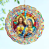FLAGWIX Sacred Heart Wind Spinners Outdoor - 3D Stainless Steel Metal Wind Spinners 12in - Christian Gifts for Women Faith, Garden Spinner for Yard Decorations Outdoor, Religious Gifts for Mom Grandma