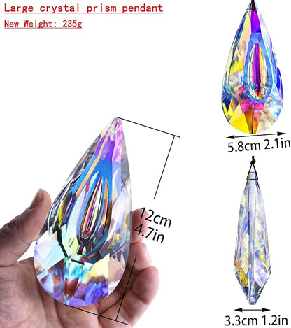120mm/4.7in Crystal Prism Suncatcher Window Hanging Sun Catchers AB Colored Crystals Faceted Prism Rainbow Maker Pendant Ornament for Christmas Tree