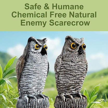 OFFO 2 Pack Plastic Owl Scarecrow for Halloween Decorations Outdoor Garden, Yard, Pool Decoration, 8.3 in Height