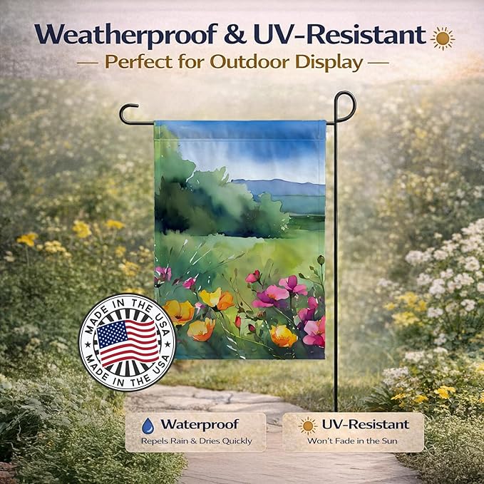 Caroline's Treasures North Dakota Wild Prairie Roses in Watercolor Garden Flag Mailbox Flag Decorative Yard Flag Banner Outside Patio Artwork Yard Flower Beds, Garden Size, Multicolor
