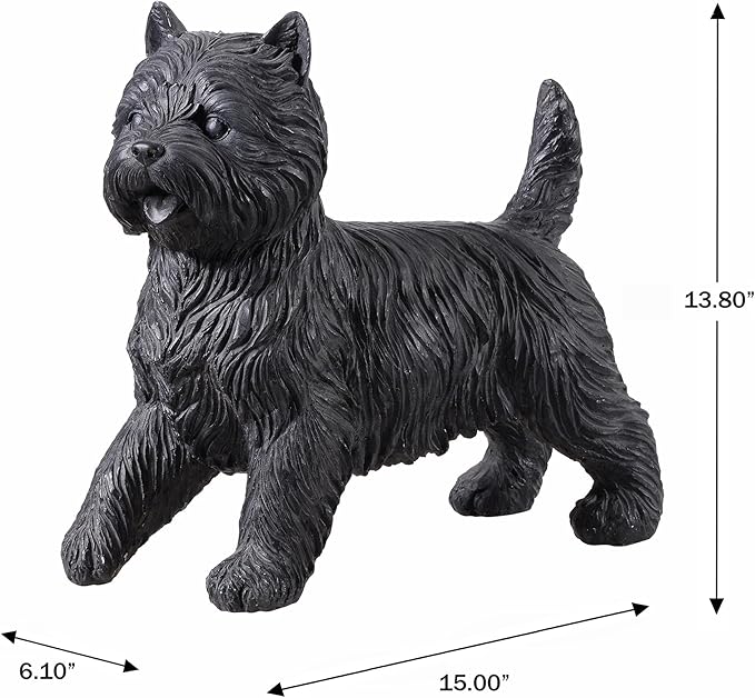 Hi-Line Gift Ltd. Cairn Terrier Statue Black Life Size Home Decor Garden Yard Statue