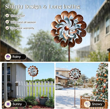 Pure Echo Metal Wind Spinner Outdoor, Wind Spinners for Yard and Garden, 84 inch Wind Sculptures & Spinners, Windmill for Yard Art