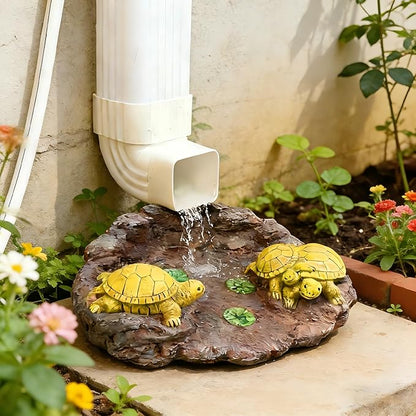 Turtlle Statue Splash Block Gutter Downspout Garden Decor, Larger Gutter Downspout Splash Block Extensions Ornament Rain Concrete Resin Tortoise Diverter Accessory, Outdoor Decoration Gift (13.8In)