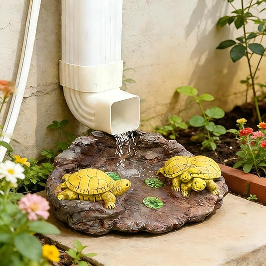 Turtlle Statue Splash Block Gutter Downspout Garden Decor, Larger Gutter Downspout Splash Block Extensions Ornament Rain Concrete Resin Tortoise Diverter Accessory, Outdoor Decoration Gift (13.8In)