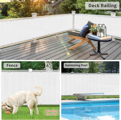 LOVE STORY Balcony Privacy Screen, 3'x9' Deck Shield Screen Fence Cover,UV Protection and Weather-Resistant,3 FT Height for Deck, Patio, Backyard, Outdoor Pool, Porch, Railing, White